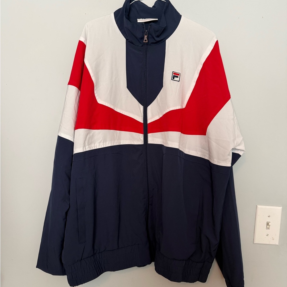 Fila Navy and Red Colorblock Track Jacket